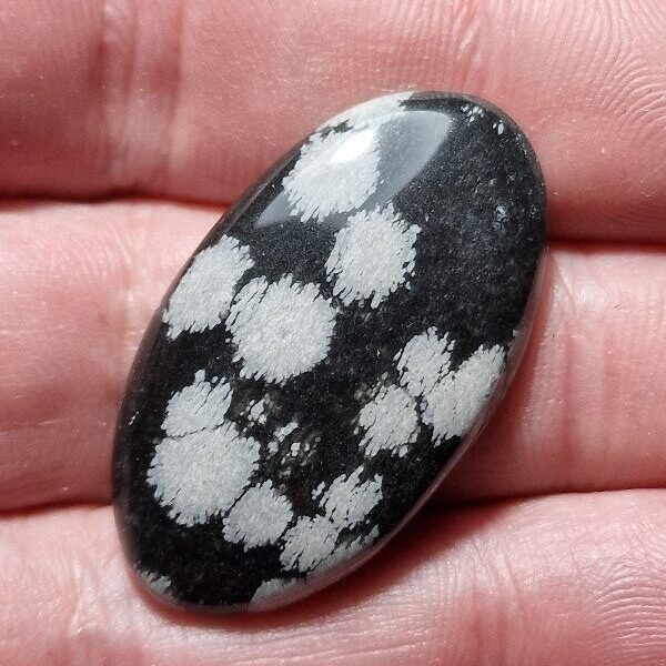 36x21mm snowflake obsidian cabochon