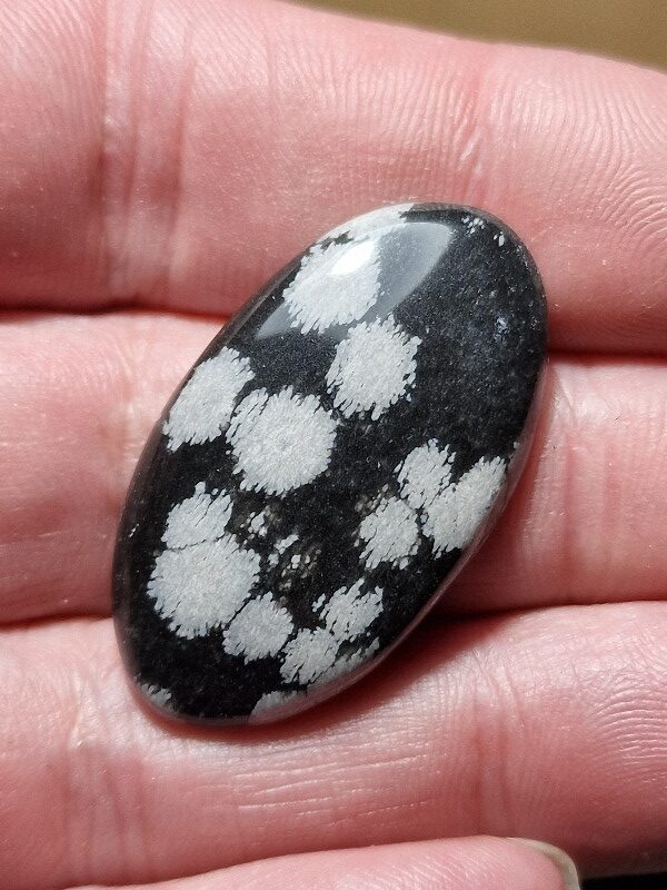 36x21mm snowflake obsidian cabochon