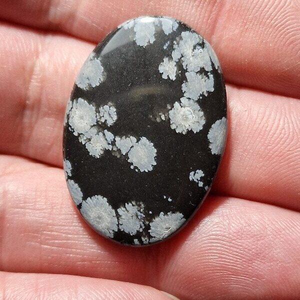 32x22mm snowflake obsidian cabochon