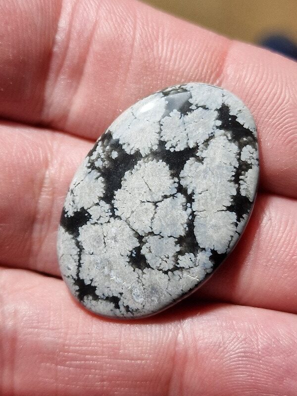 34x23mm snowflake obsidian cabochon
