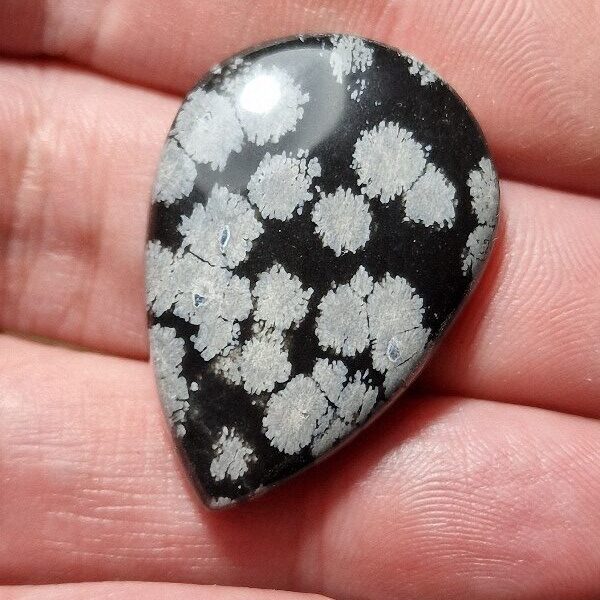 33x23mm snowflake obsidian cabochon