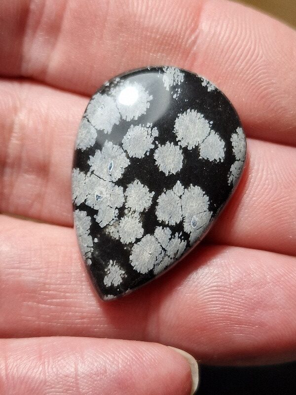 33x23mm snowflake obsidian cabochon
