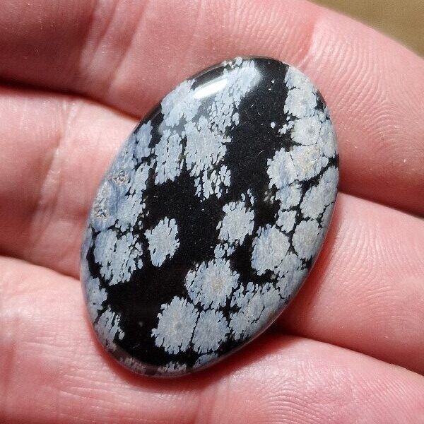 36x24mm snowflake obsidian cabochon