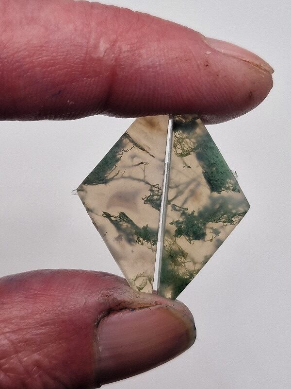 29x13mm pair of moss agate picture slice/cabochons