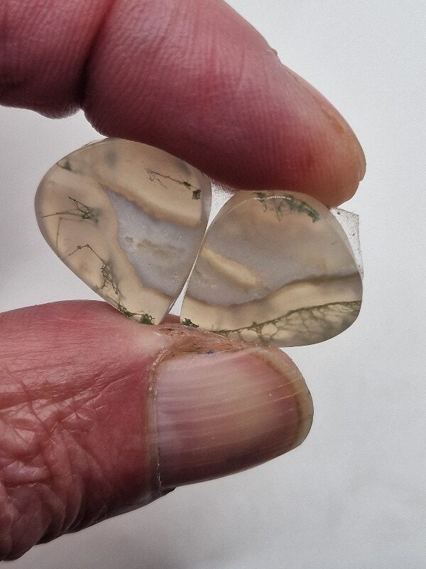 19x17mm pair of moss agate picture slice/cabochons