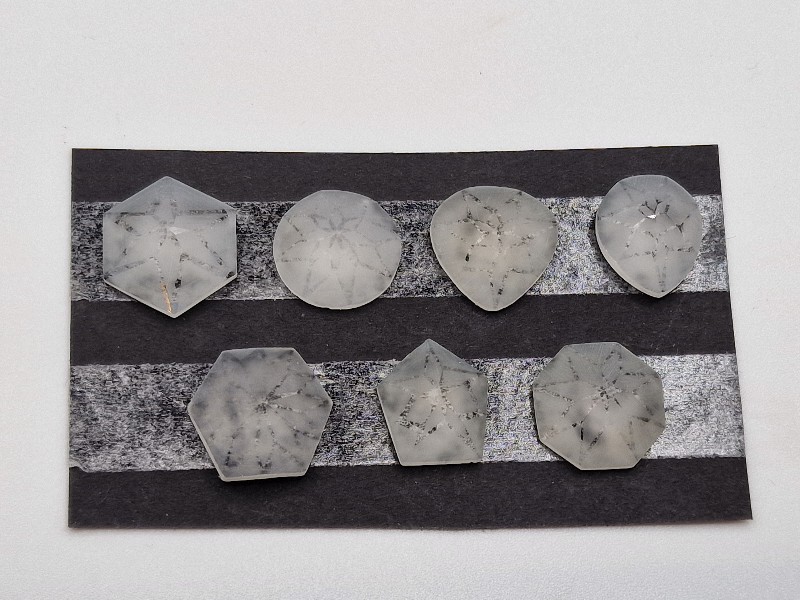 Geometric rose-cut quartz cabochon parcel
