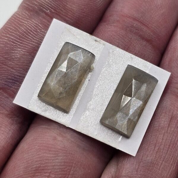 15x8x4mm Rose-cut moonstone cabochon pair