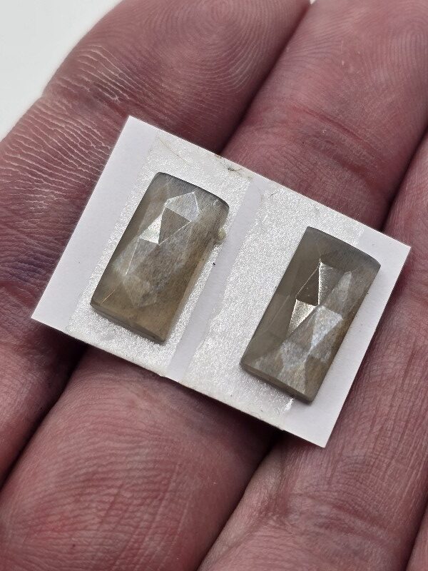 15x8x4mm Rose-cut moonstone cabochon pair