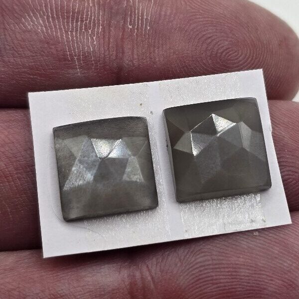 12x12x5mm Rose-cut moonstone cabochon pair