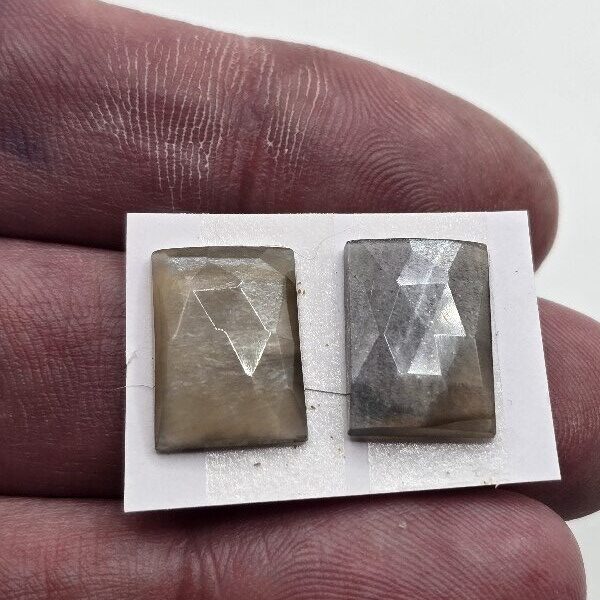 15x11x4mm Rose-cut moonstone cabochon pair