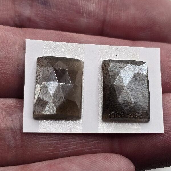 15x11x5mm Rose-cut moonstone cabochon pair