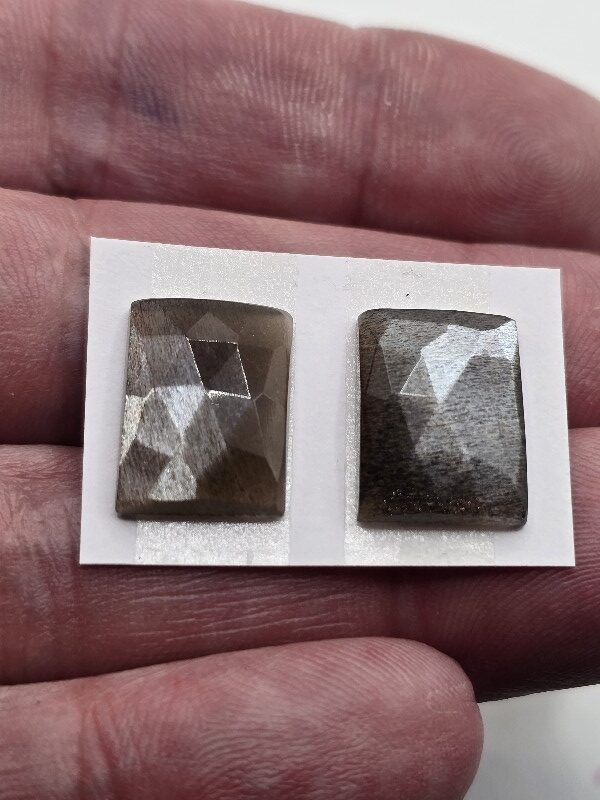 15x11x5mm Rose-cut moonstone cabochon pair