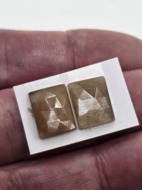13x10x5mm Rose-cut moonstone cabochon pair