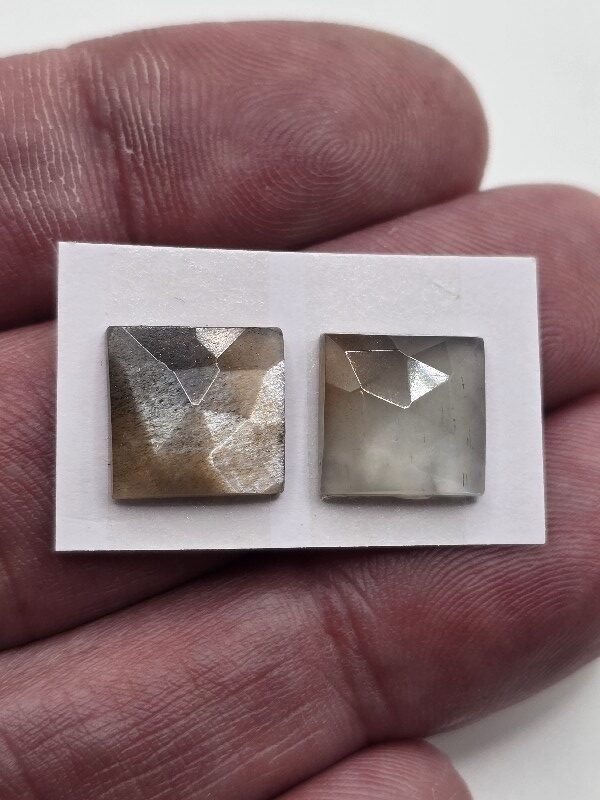 10x10x4mm Rose-cut moonstone cabochon pair
