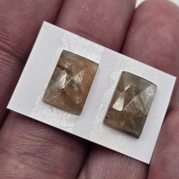 13x9x3mm Rose-cut moonstone cabochon pair