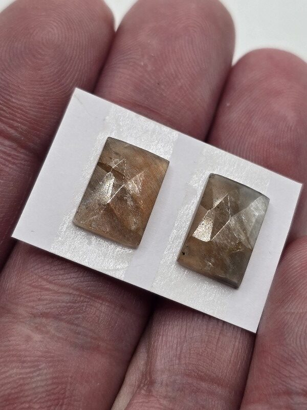 13x9x3mm Rose-cut moonstone cabochon pair