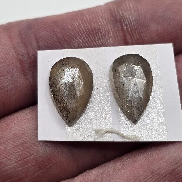 16x10x5mm Rose-cut moonstone cabochon pair