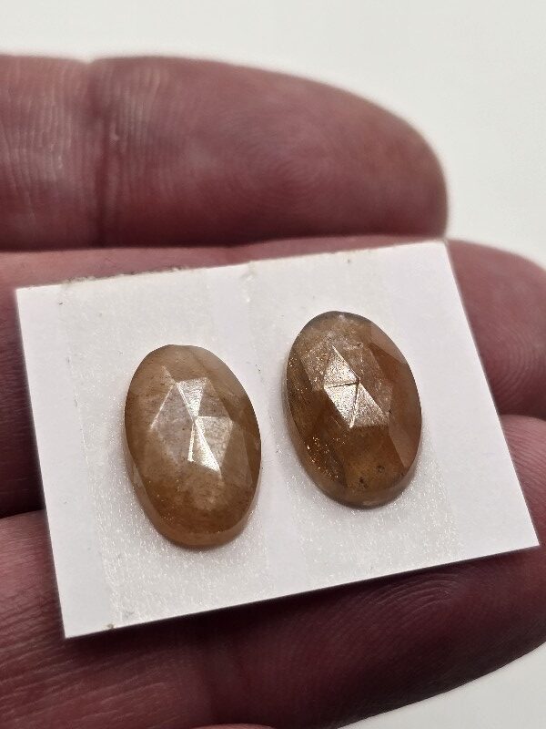 14x9x4mm Rose-cut moonstone cabochon pair