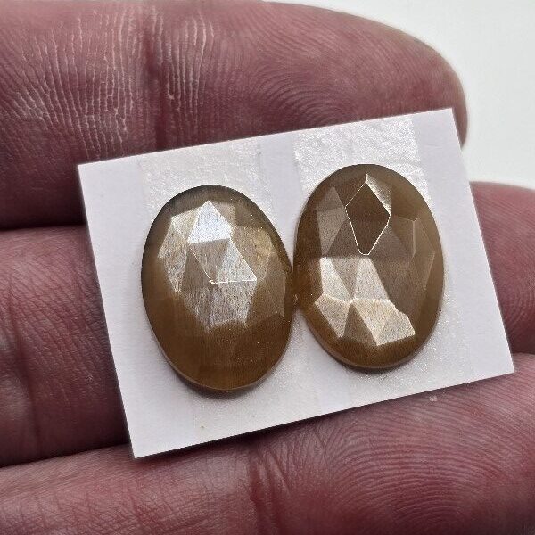 16x11x5mm Rose-cut moonstone cabochon pair
