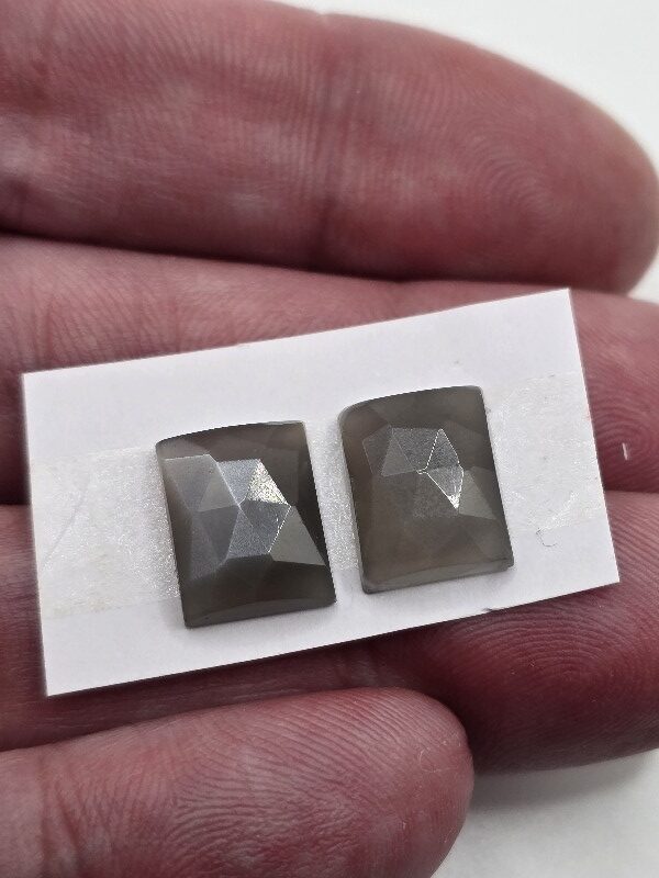 12x9x5mm Rose-cut moonstone cabochon pair