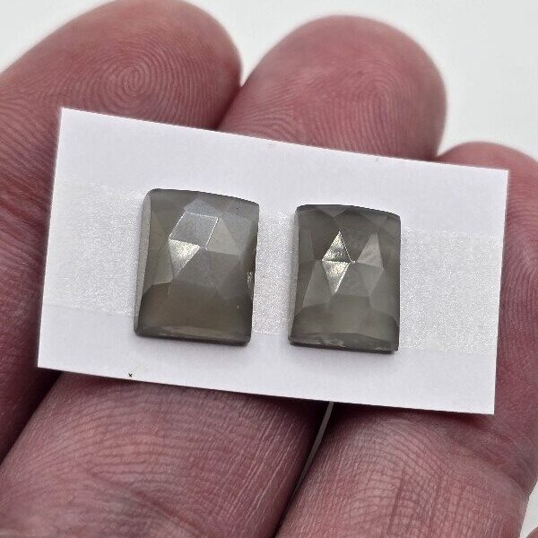 11x8x5mm Rose-cut moonstone cabochon pair