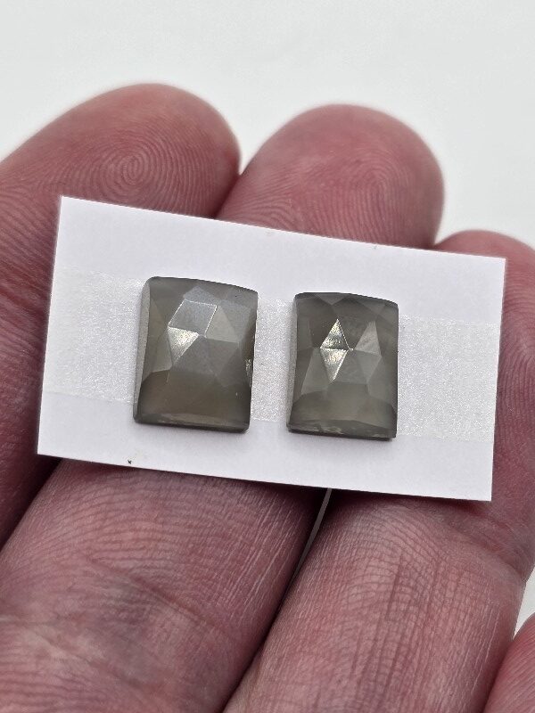 11x8x5mm Rose-cut moonstone cabochon pair