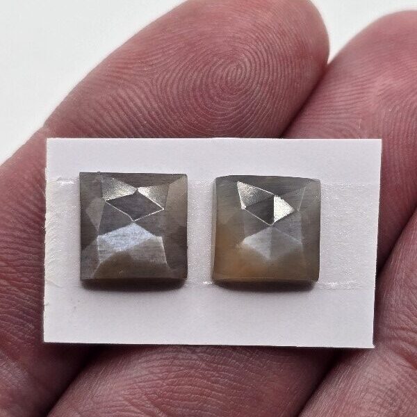 10x10x5mm Rose-cut moonstone cabochon pair