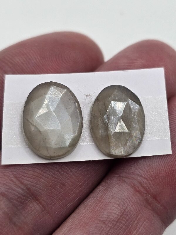 16x12x5mm Rose-cut moonstone cabochon pair
