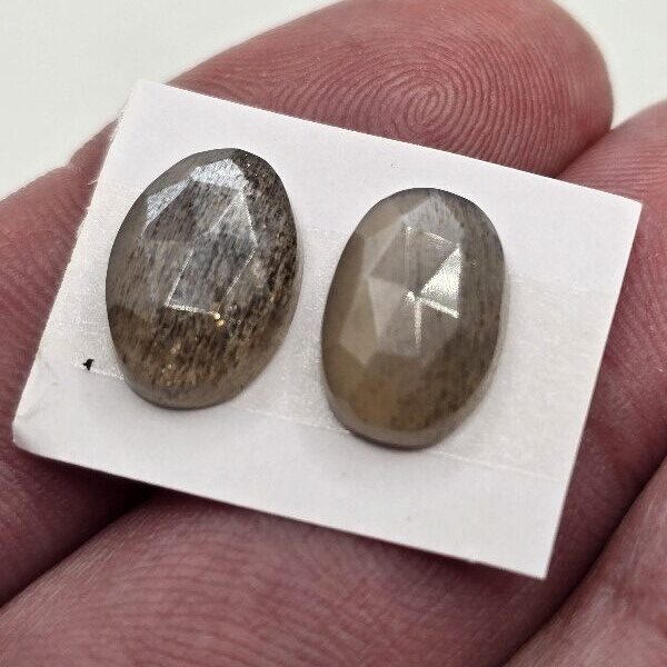 13x9x5mm Rose-cut moonstone cabochon pair