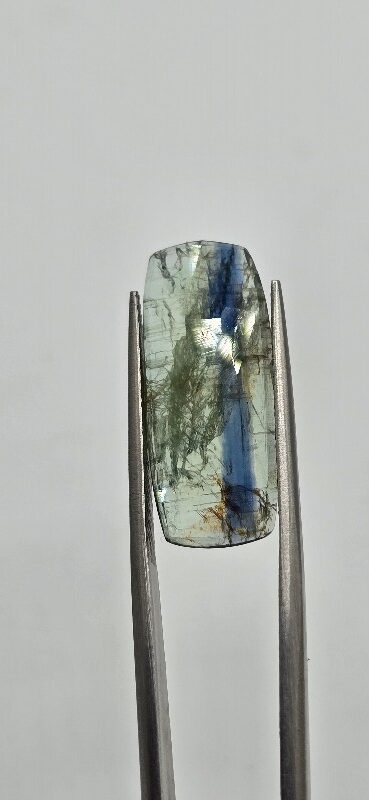 23.5x9.9mm rose-cut bicolour kyanite cabochon