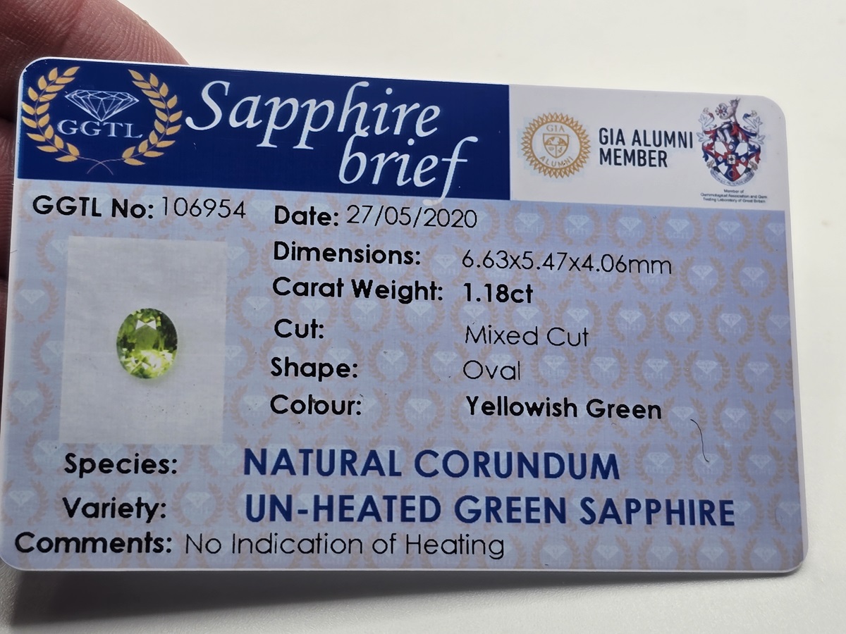 6.63x5.47x4.06mm oval yellow/green sapphire facet - Image 2
