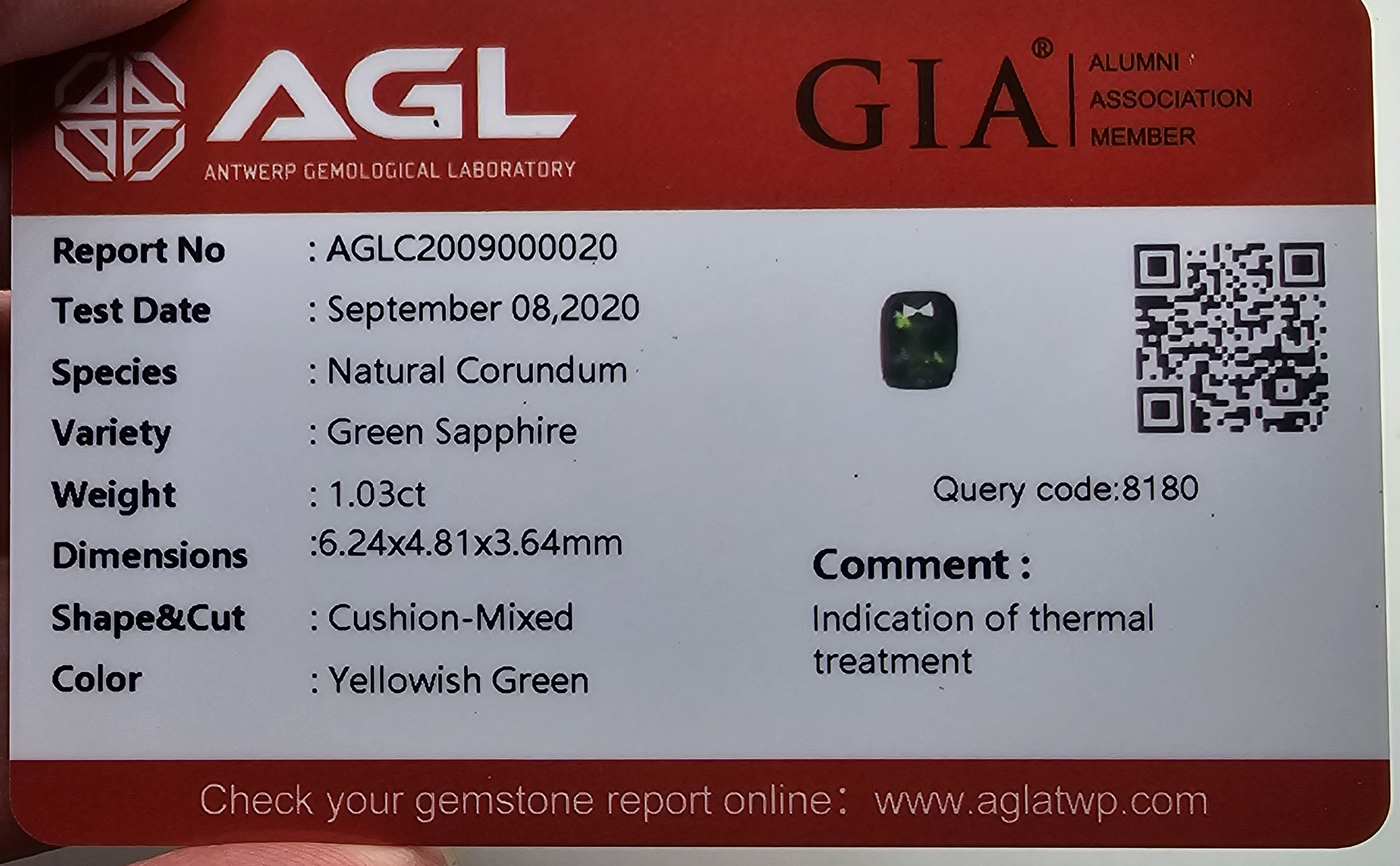 6.24x4.81x3.64mm cushion yellow/green sapphire facet - Image 2