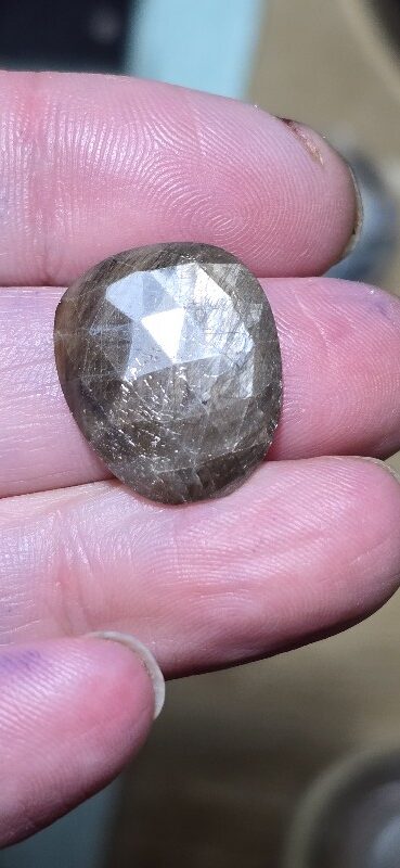 21.3x18.7mm rose-cut freeform Kenyan gold-sheen Zawadi sapphire cabochon