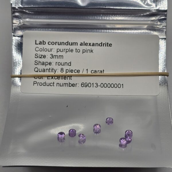 1ct parcel of 3mm round lab corundum alexandrite facets