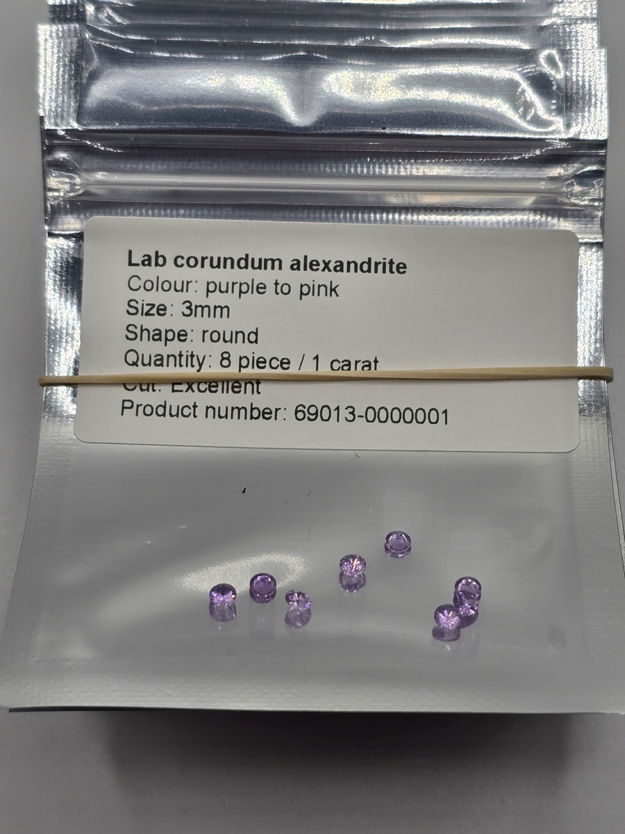 1ct parcel of 3mm round lab corundum alexandrite facets