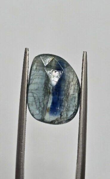12.7x9.8mm rose-cut bicolour kyanite cabochon
