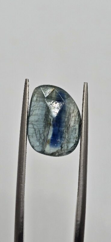 12.7x9.8mm rose-cut bicolour kyanite cabochon