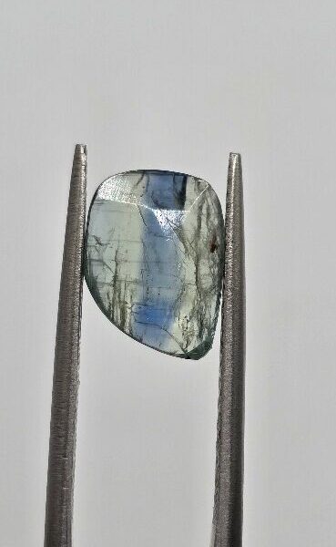 10.2x7.8mm rose-cut bicolour kyanite cabochon