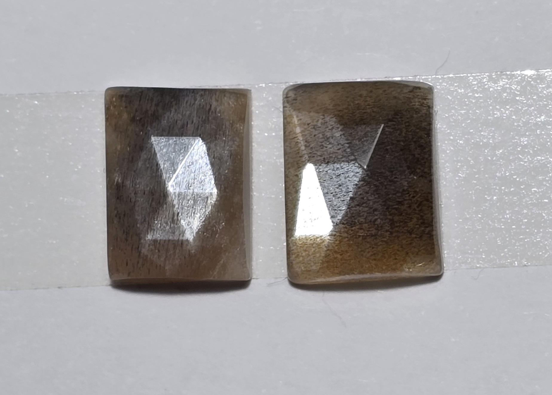 12x9x4mm Rose-cut moonstone cabochon pair
