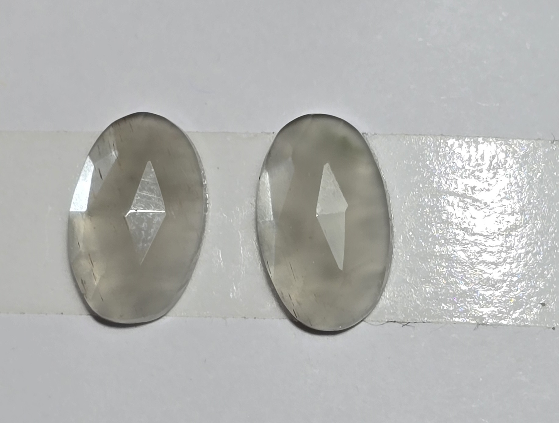 13x8x3mm Rose-cut moonstone cabochon pair