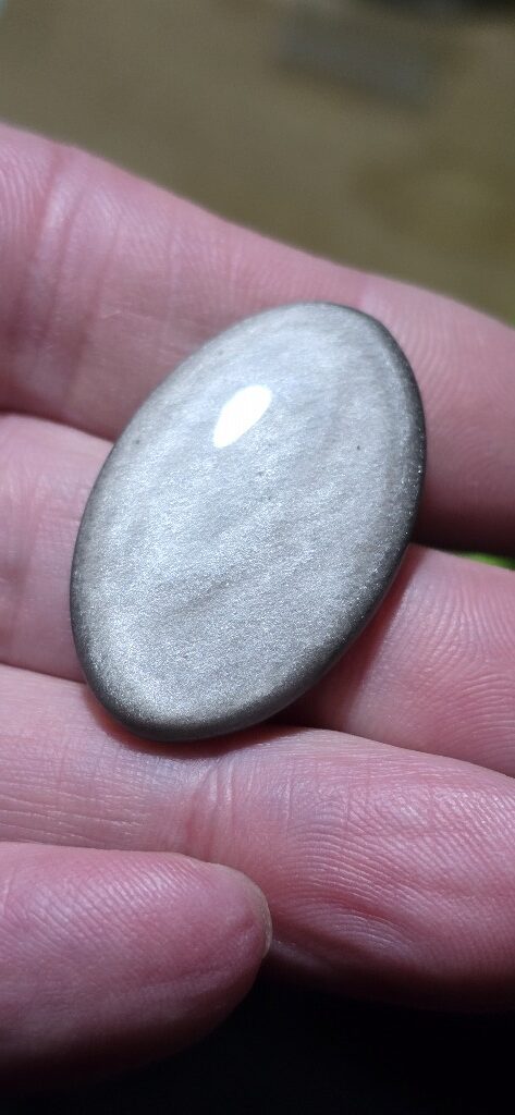 35x22mm silver sheen obsidian cabochon