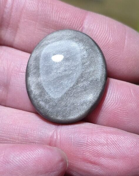 28x24mm silver sheen obsidian cabochon