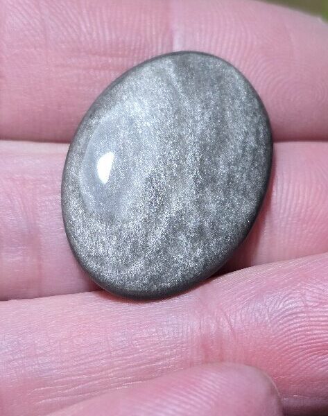 28x22mm silver sheen obsidian cabochon