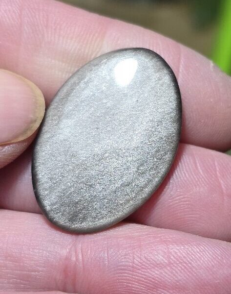 32x22mm silver sheen obsidian cabochon
