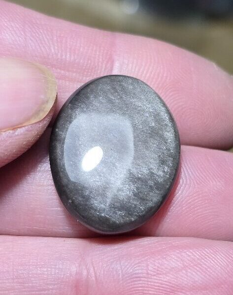 25x20mm silver sheen obsidian cabochon