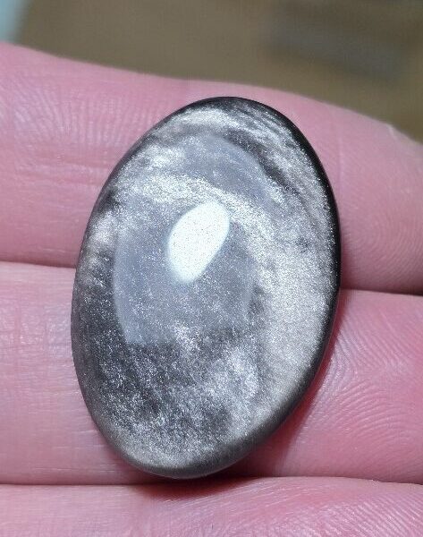 32x21mm silver sheen obsidian cabochon