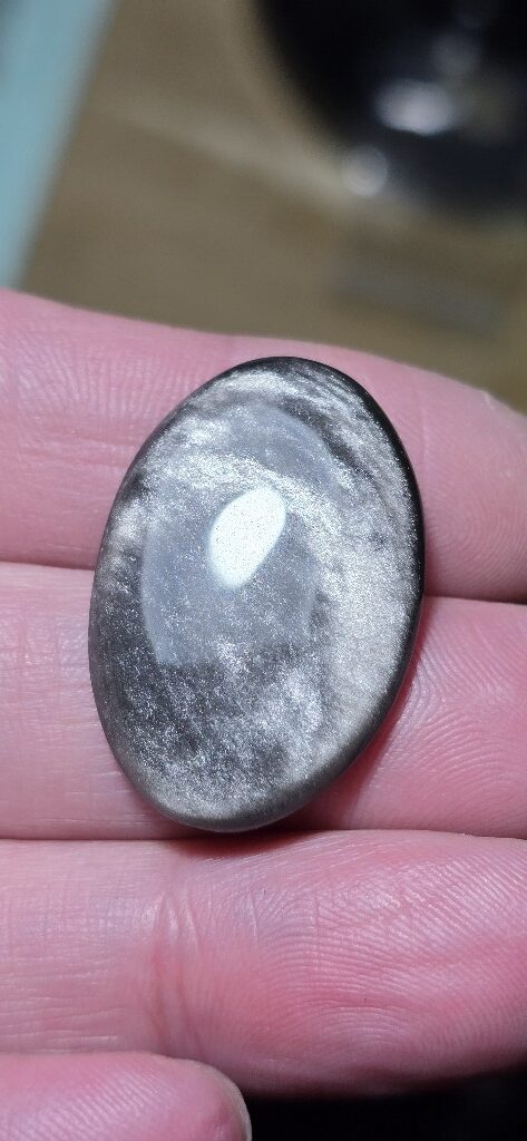 32x21mm silver sheen obsidian cabochon