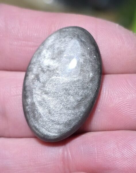 32x21mm silver sheen obsidian cabochon
