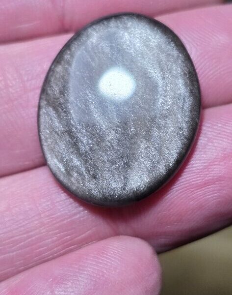 27x22mm silver sheen obsidian cabochon