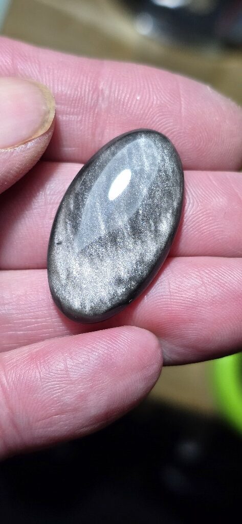 33x19mm silver sheen obsidian cabochon